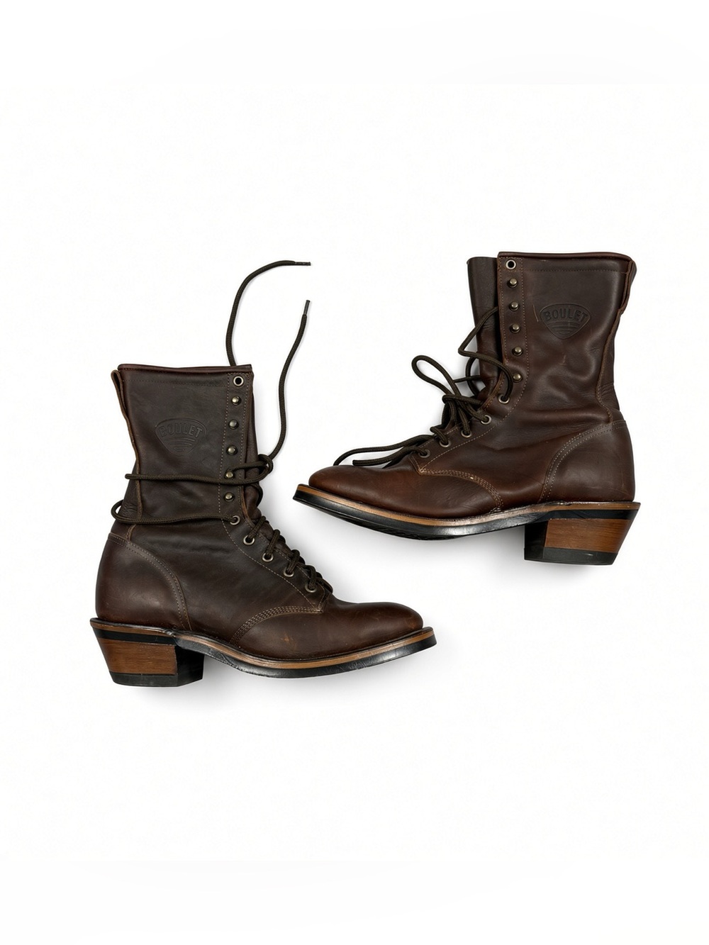 Boulet Canada Women’s Packer Boots 9C Brown Leather Lace Up Western Made in Cana